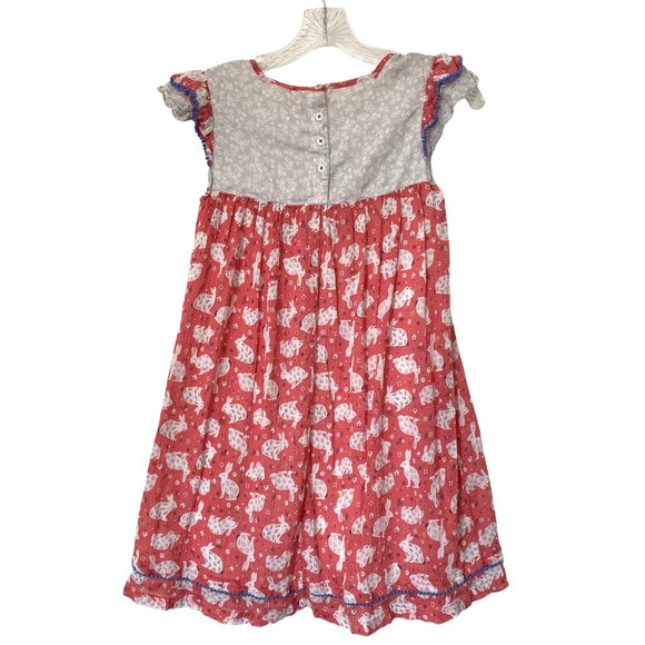 Mini Boden Ruffle Shoulder Summer Dress Rabbit Print 11-12 Y - Picture 3 of 6